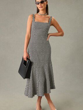 The Ariana Square-Neck Asymmetrical Ruffle-Hem Dress